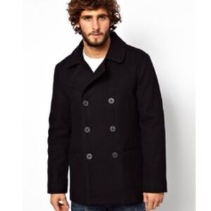 Jack Wills Men's Peacoat Double Breast Wool Coat Medium